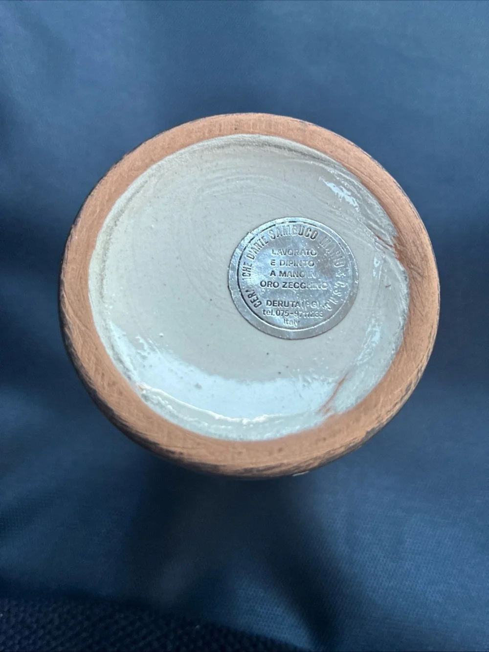 Ceramic-he D'Arte Mario Sambuco miniature cylinder vase from Italy